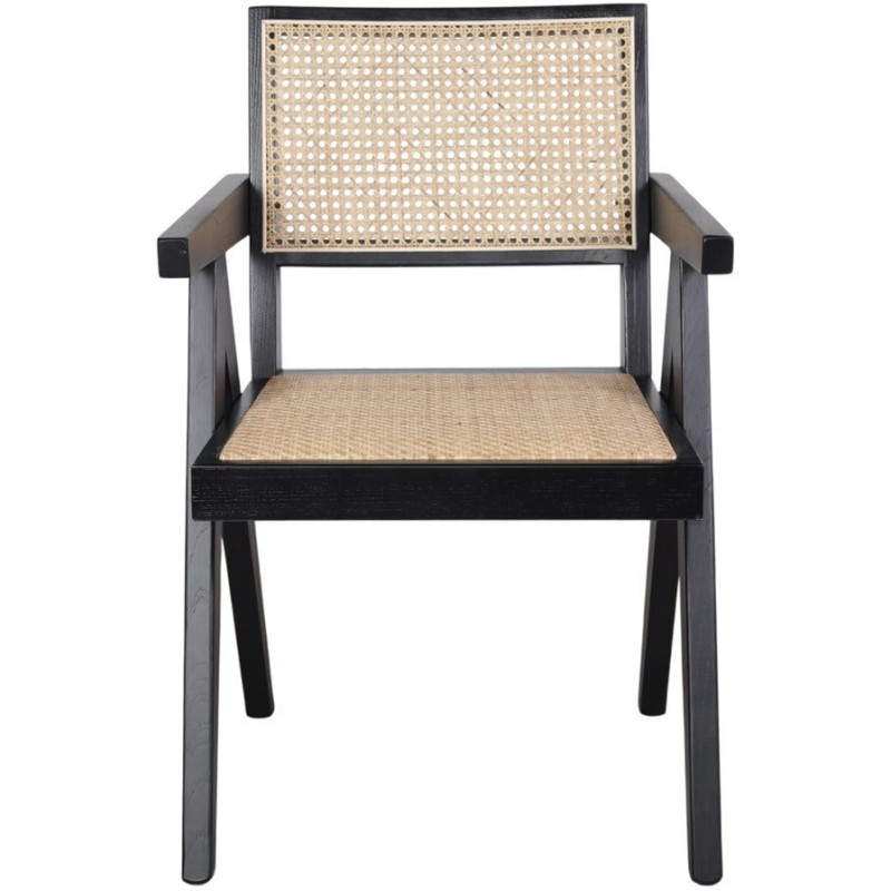 Chaise cannage bois noir avec...