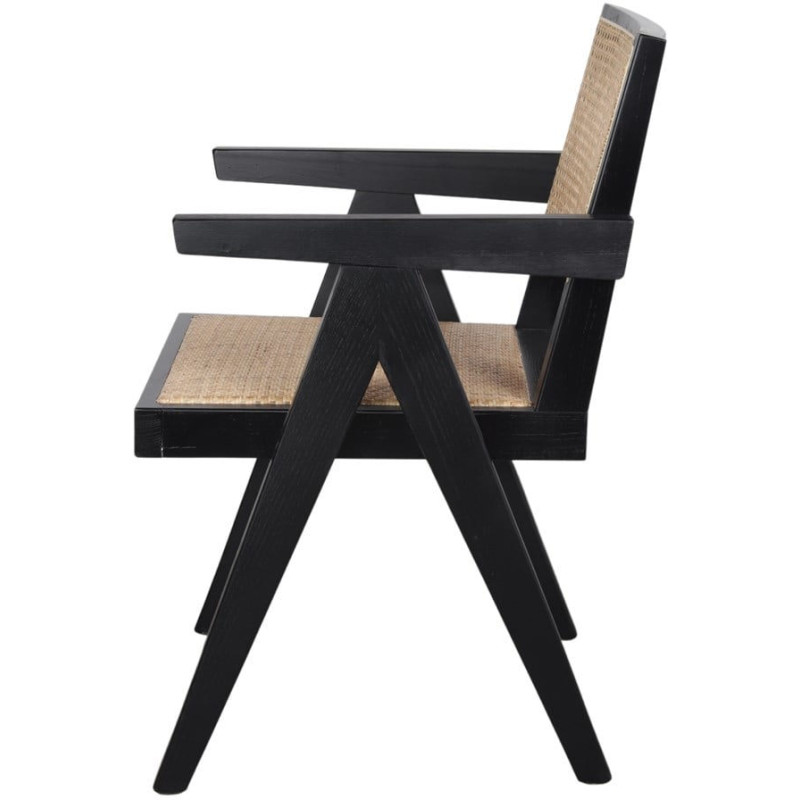 Chaise cannage bois noir avec...