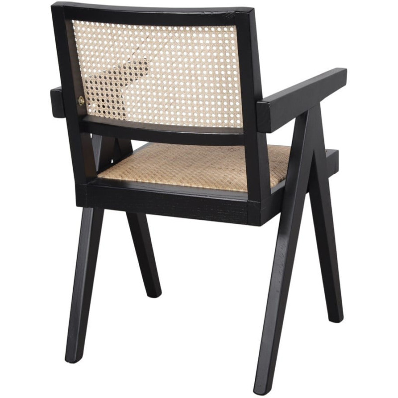 Chaise cannage bois noir avec...