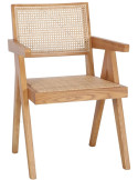 Chaise cannage bois naturel accoudoirs 57x60x86 cm Ivrea
