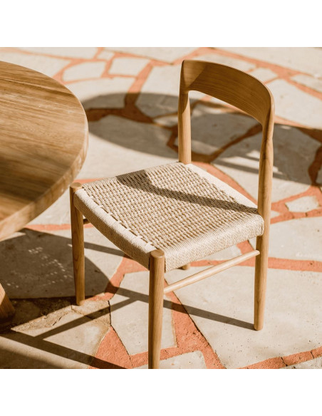 Chaise bois naturel assise corde tressée 46x58x78 cm Faaborg