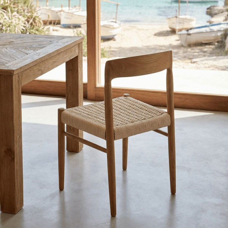 Chaise bois naturel assise corde...