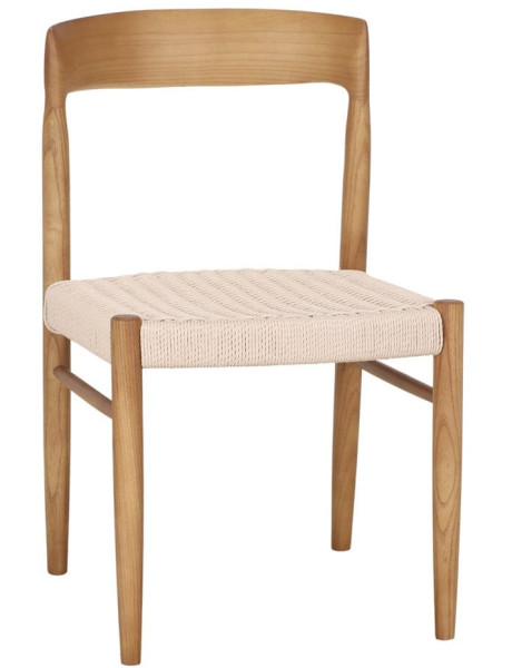 Chaise bois naturel assise corde tressée 46x58x78 cm Faaborg