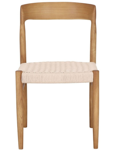 Chaise bois naturel assise corde tressée 46x58x78 cm Faaborg