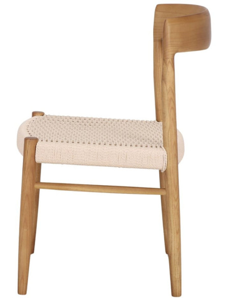 Chaise bois naturel assise corde tressée 46x58x78 cm Faaborg