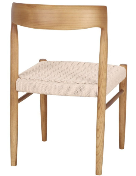 Chaise bois naturel assise corde tressée 46x58x78 cm Faaborg