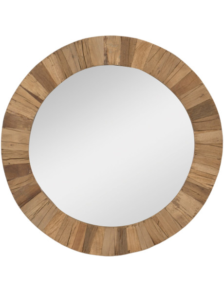 Miroir mural rond en bois récupéré naturel 70 cm Albarracín