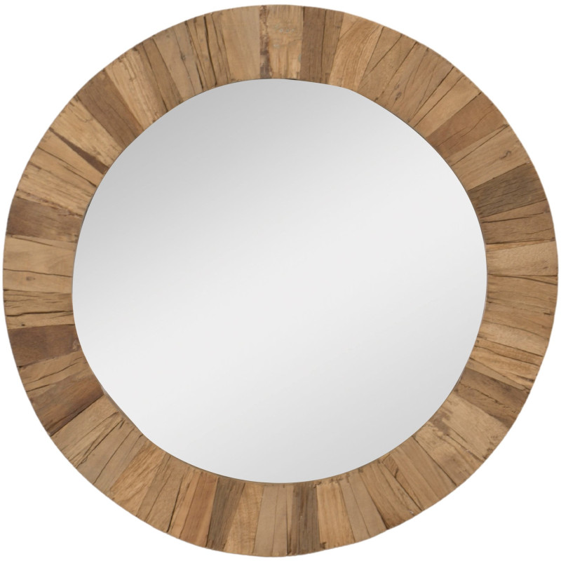 Miroir mural rond en bois récupéré...