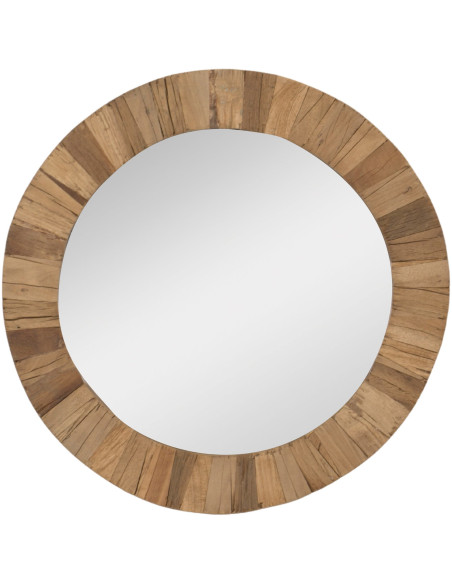 Miroir mural rond en bois récupéré naturel 70 cm Albarracín
