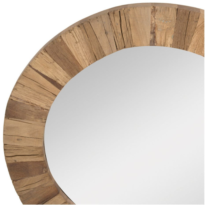 Miroir mural rond en bois récupéré...