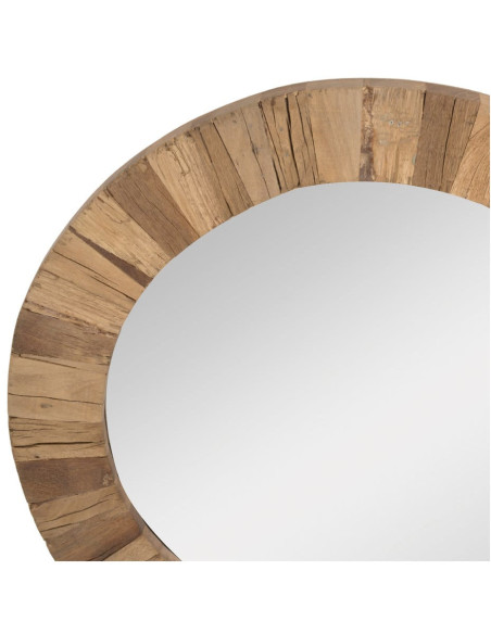 Miroir mural rond en bois récupéré naturel 70 cm Albarracín