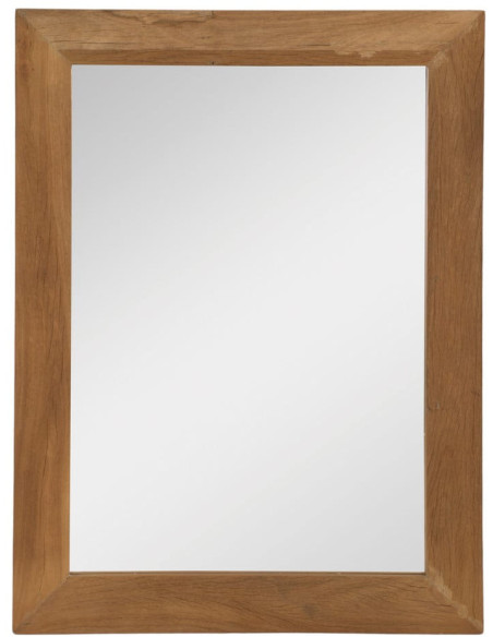 Miroir mural rectangulaire en bois récupéré naturel 75x100 cm Baeza