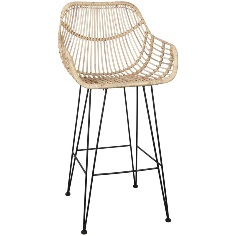 Tabouret de bar rotin naturel métal...