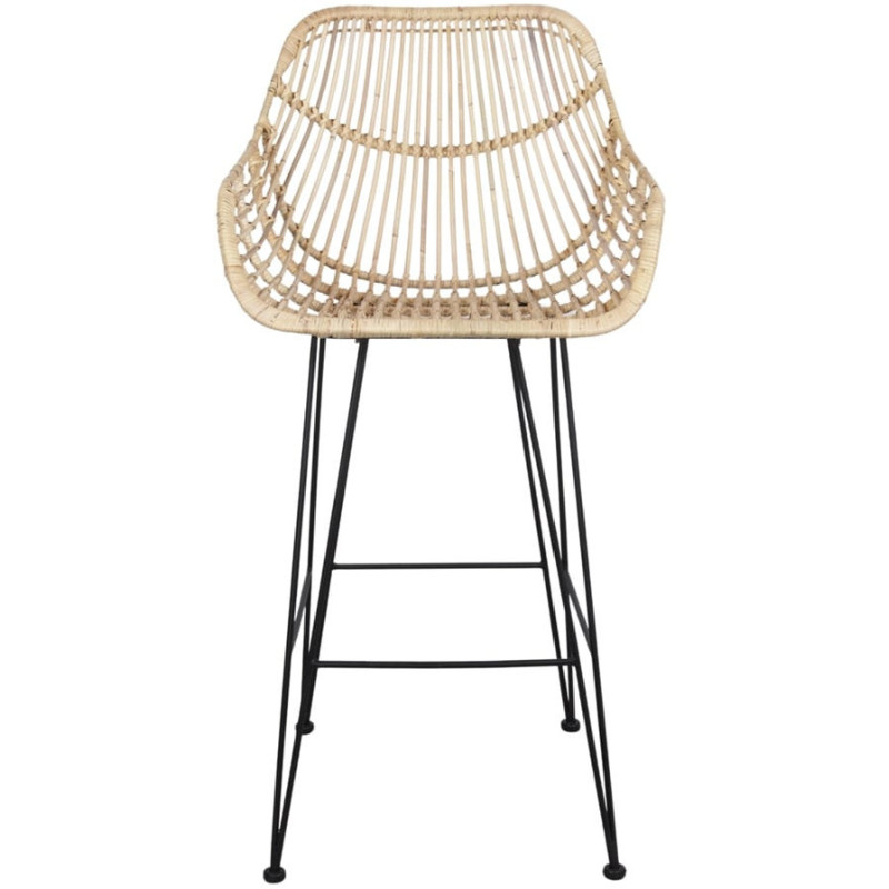 Tabouret de bar rotin naturel métal...