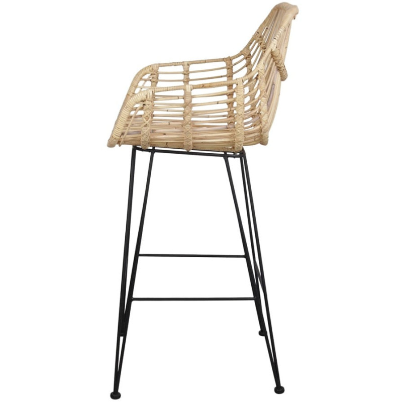 Tabouret de bar rotin naturel métal...