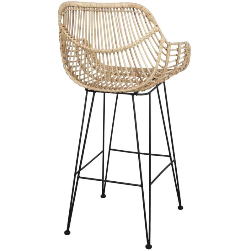 Tabouret de bar rotin naturel métal...