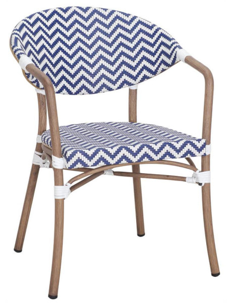 Chaise de jardin bistrot en rotin synthétique bleu Sidi...