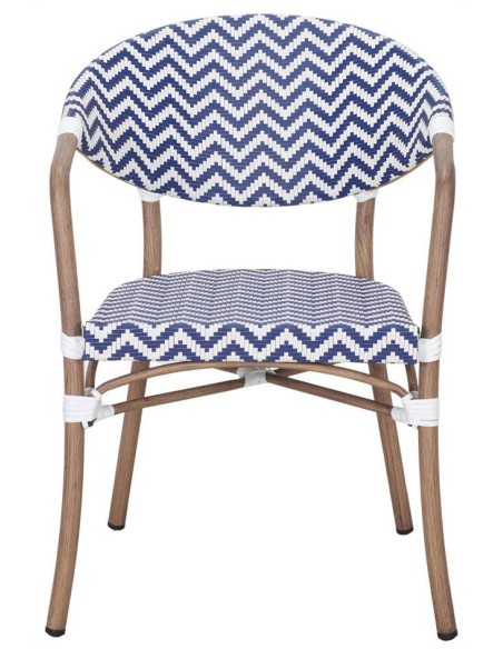 Chaise de jardin bistrot en rotin synthétique bleu Sidi Bou Saïd