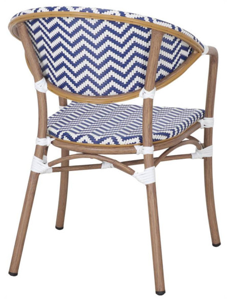 Chaise de jardin bistrot en rotin synthétique bleu Sidi Bou Saïd