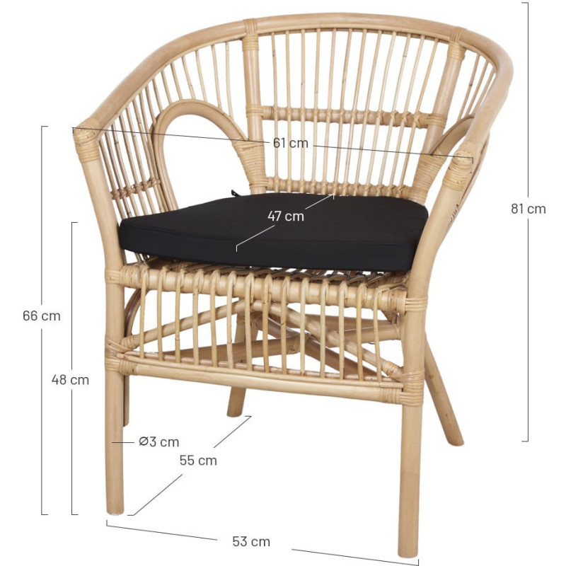 Fauteuil de table en rotin naturel...