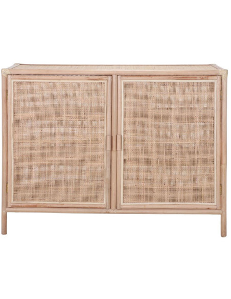 Buffet 2 portes en bambou naturel et rotin tressé 120x46x91 cm Naoshima