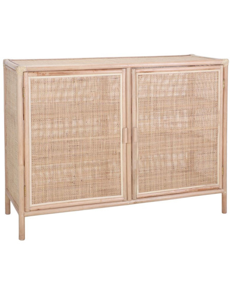Buffet 2 portes en bambou naturel et rotin tressé 120x46x91 cm Naoshima