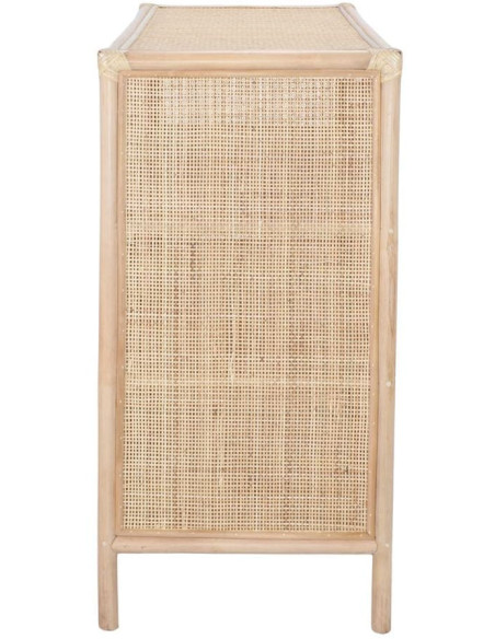 Buffet 2 portes en bambou naturel et rotin tressé 120x46x91 cm Naoshima