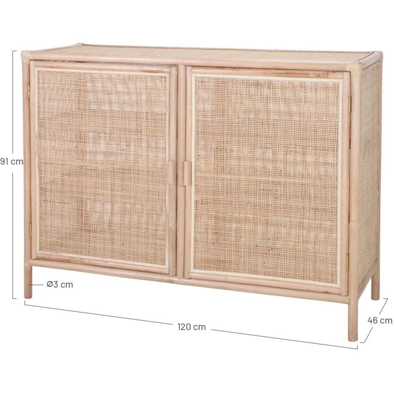 Buffet 2 portes en bambou naturel et...