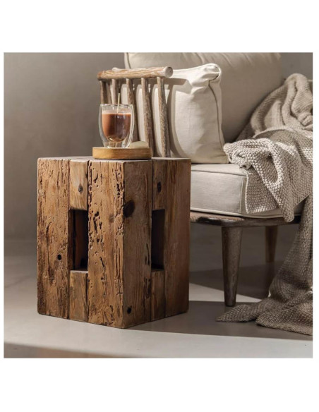 Table d’appoint en pin recyclé 30x30 cm Alquézar