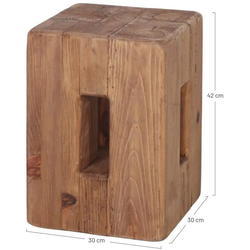 Table d’appoint en pin recyclé 30x30...