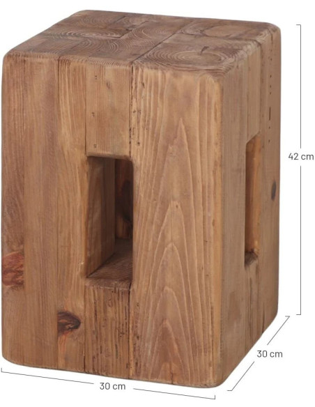 Table d’appoint en pin recyclé 30x30 cm Alquézar