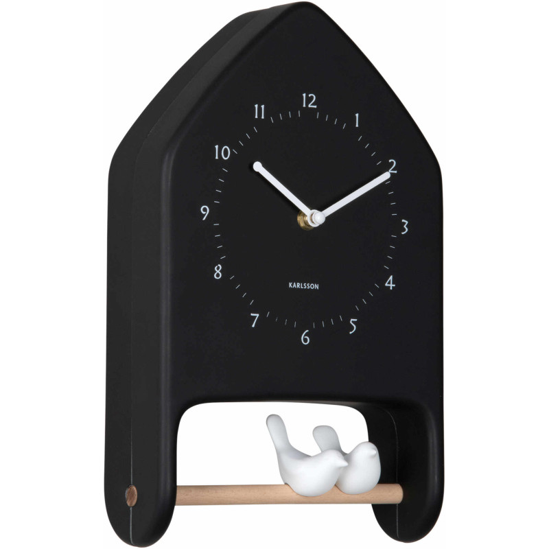 Horloge murale oiseaux noire Love Birds