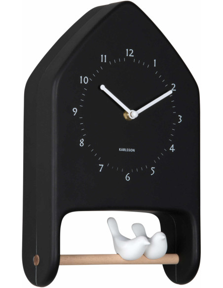Horloge murale oiseaux noire Love Birds