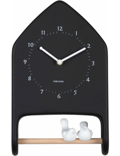Horloge murale oiseaux noire Love Birds