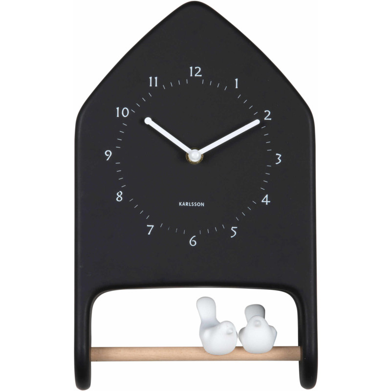 Horloge murale oiseaux noire Love Birds