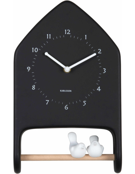 Horloge murale oiseaux noire Love Birds