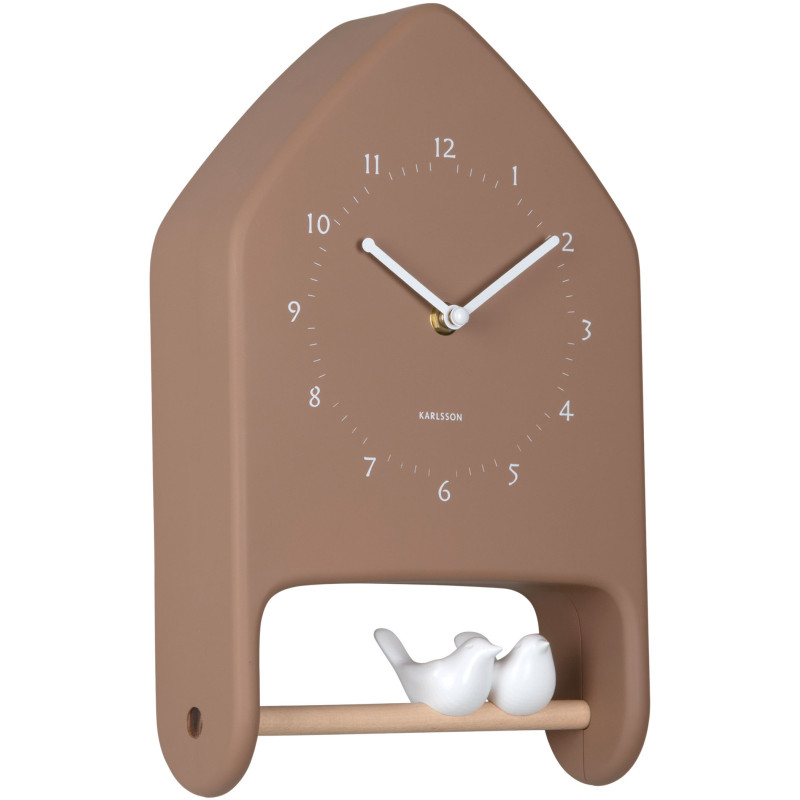 Horloge murale oiseaux marron moka...