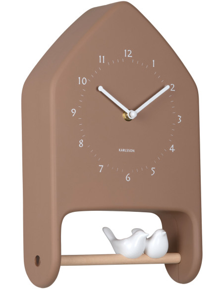 Horloge murale oiseaux marron moka Love Birds