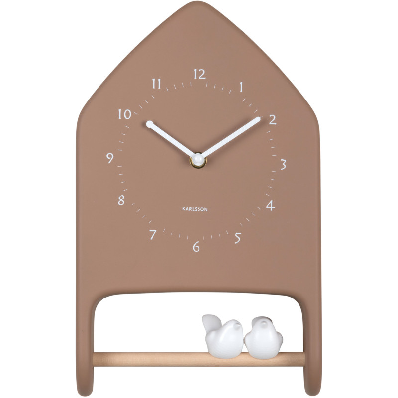 Horloge murale oiseaux marron moka...
