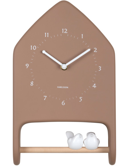 Horloge murale oiseaux marron moka Love Birds