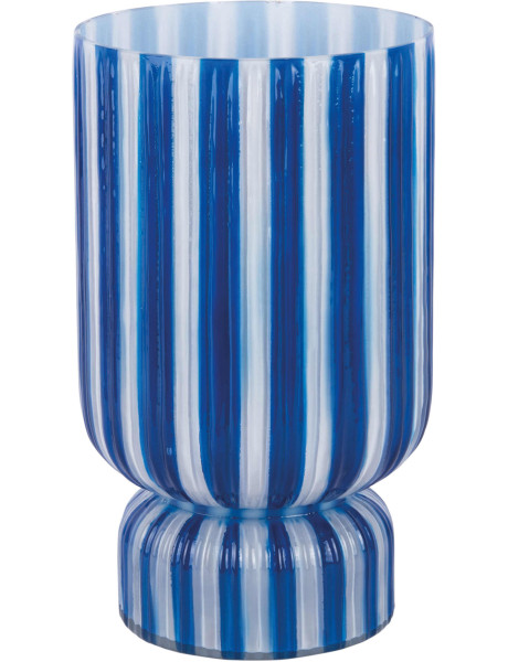 Vase en verre rayé bleu cobalt Ø25x26 cm Rayado Retro