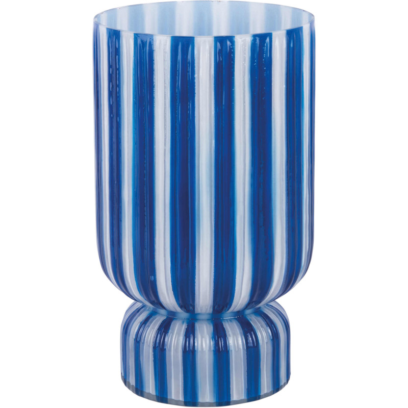 Vase en verre rayé bleu cobalt Ø25x26...