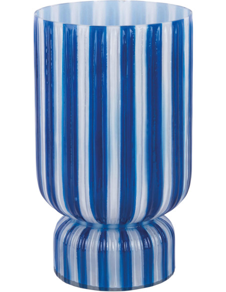 Vase en verre rayé bleu cobalt Ø25x26 cm Rayado Retro