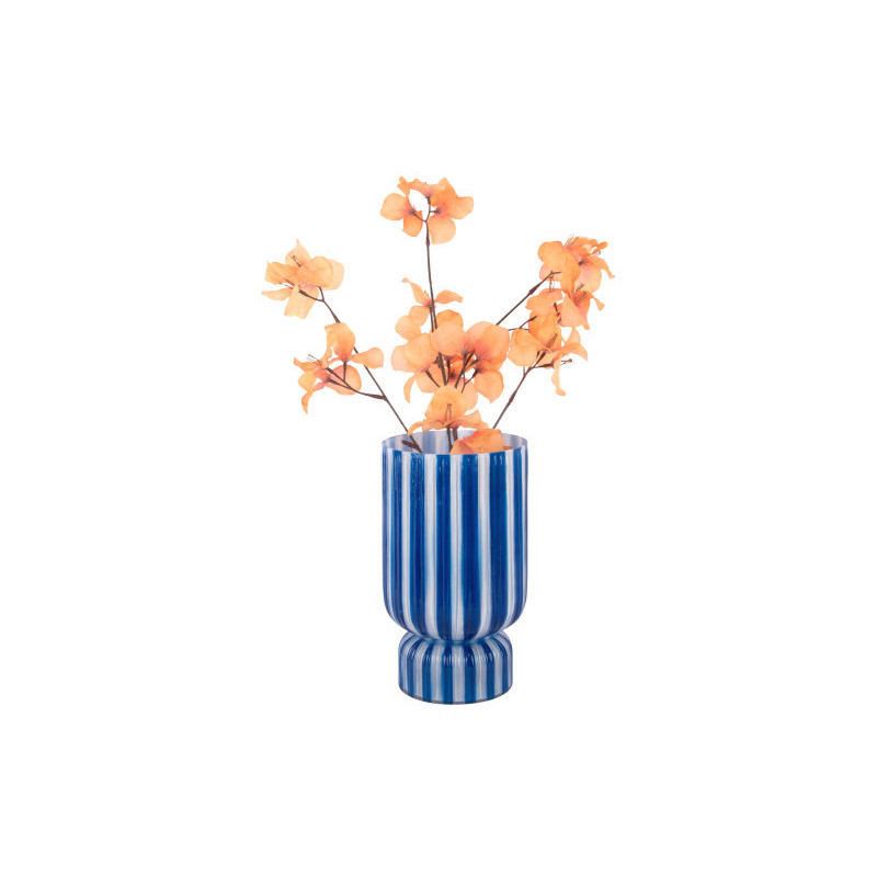 Vase en verre rayé bleu cobalt Ø25x26...