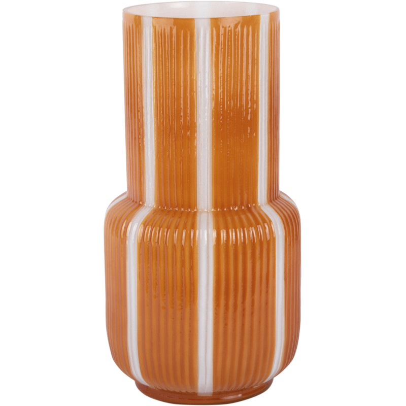 Vase en verre rayé jaune mangue...
