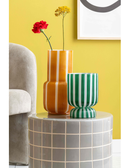 Vase en verre rayé jaune mangue Ø31,5x32,5 cm Rayado Retro