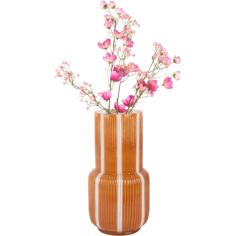 Vase en verre rayé jaune mangue...