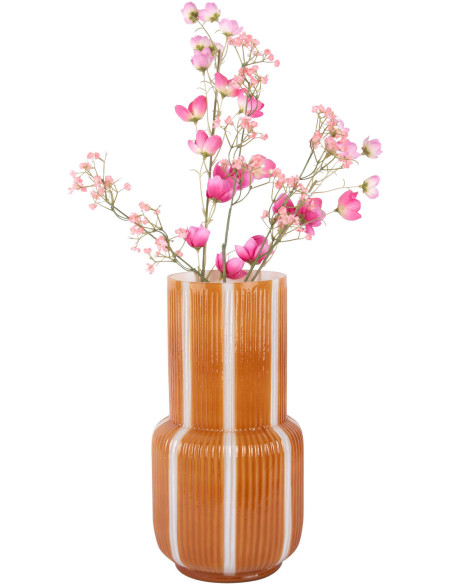 Vase en verre rayé jaune mangue Ø31,5x32,5 cm Rayado Retro