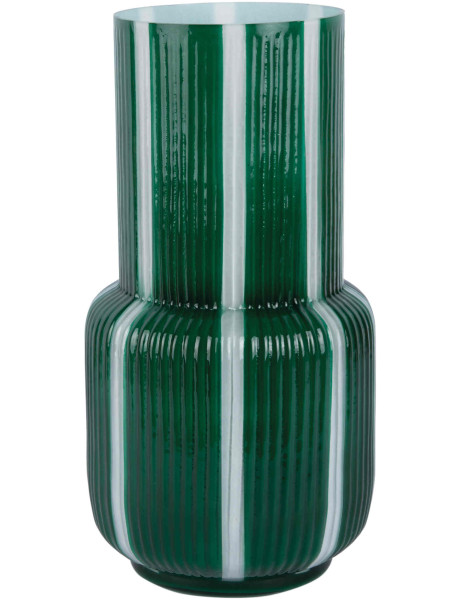 Vase en verre vert rayé rétro Ø31,5x32,5 cm Rayado Retro