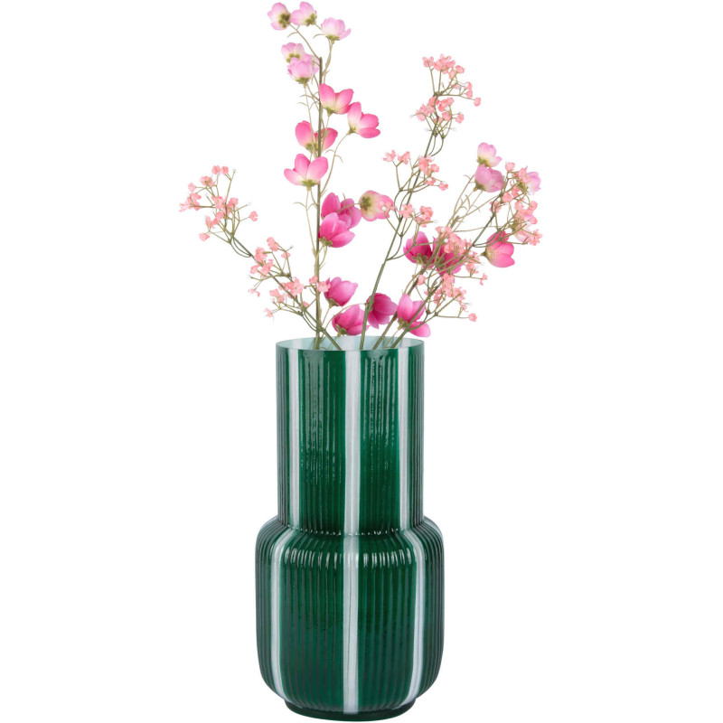 Vase en verre vert rayé rétro...